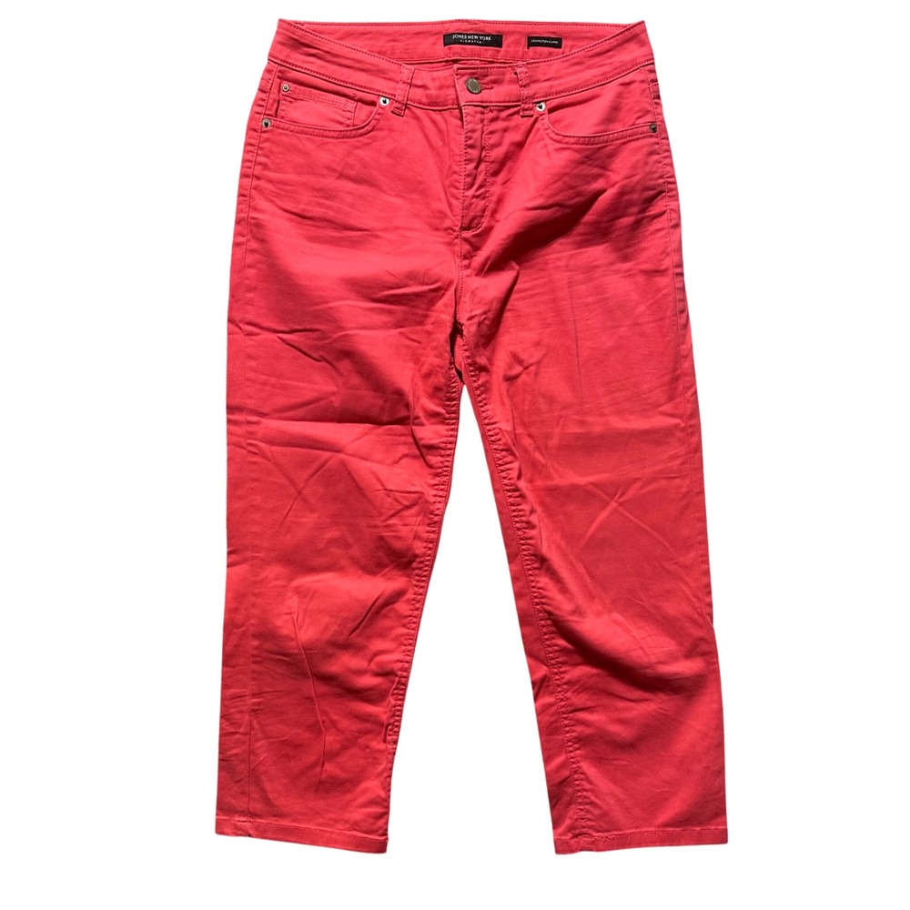 Jones New York Signature Lexington Capri Pants Coral Size 8 Women Preppy Boho